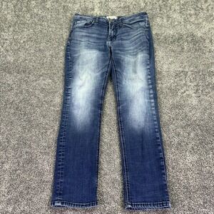 Departwest Jeans Mens 33s Blue Trouper Tapered Denim Stretch Casual Medium Wash